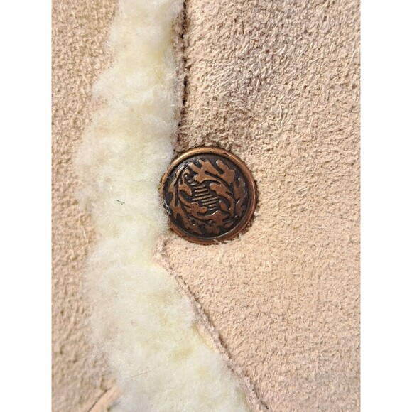 Vintage LLB Tan Cowhide Vest With Sherpa Lining, Size 42, Made in Mexico - Picture 2 of 7